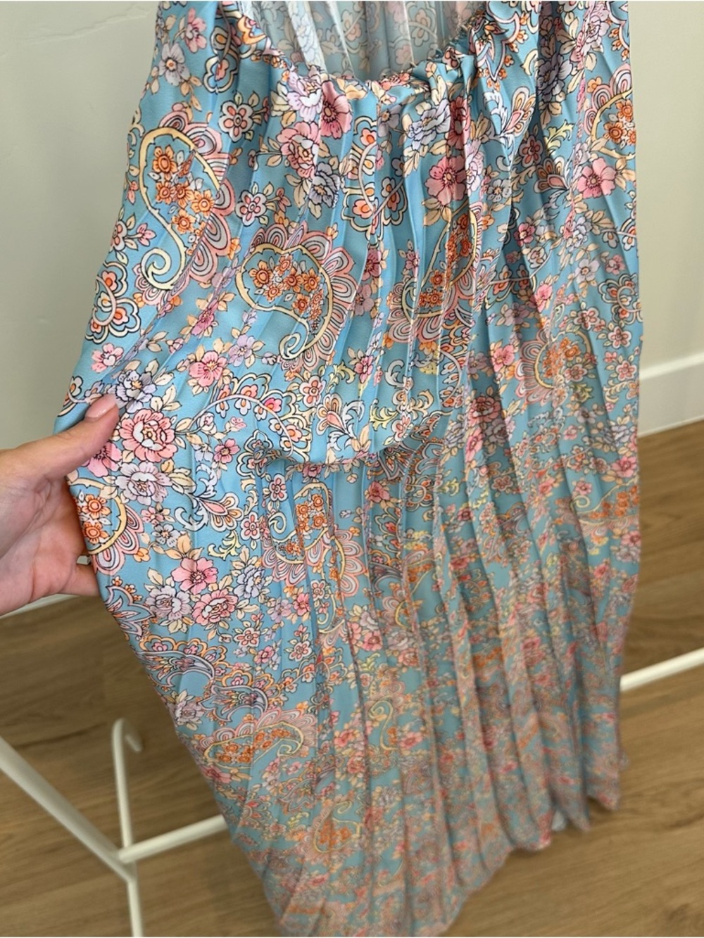Halter Maxi Dress in Sky Blue Floral - Picture 4 of 4